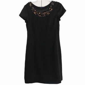 Boden 100% Silk Black Cocktail Special Occassion SS Dress Jeweled Neck Size 10